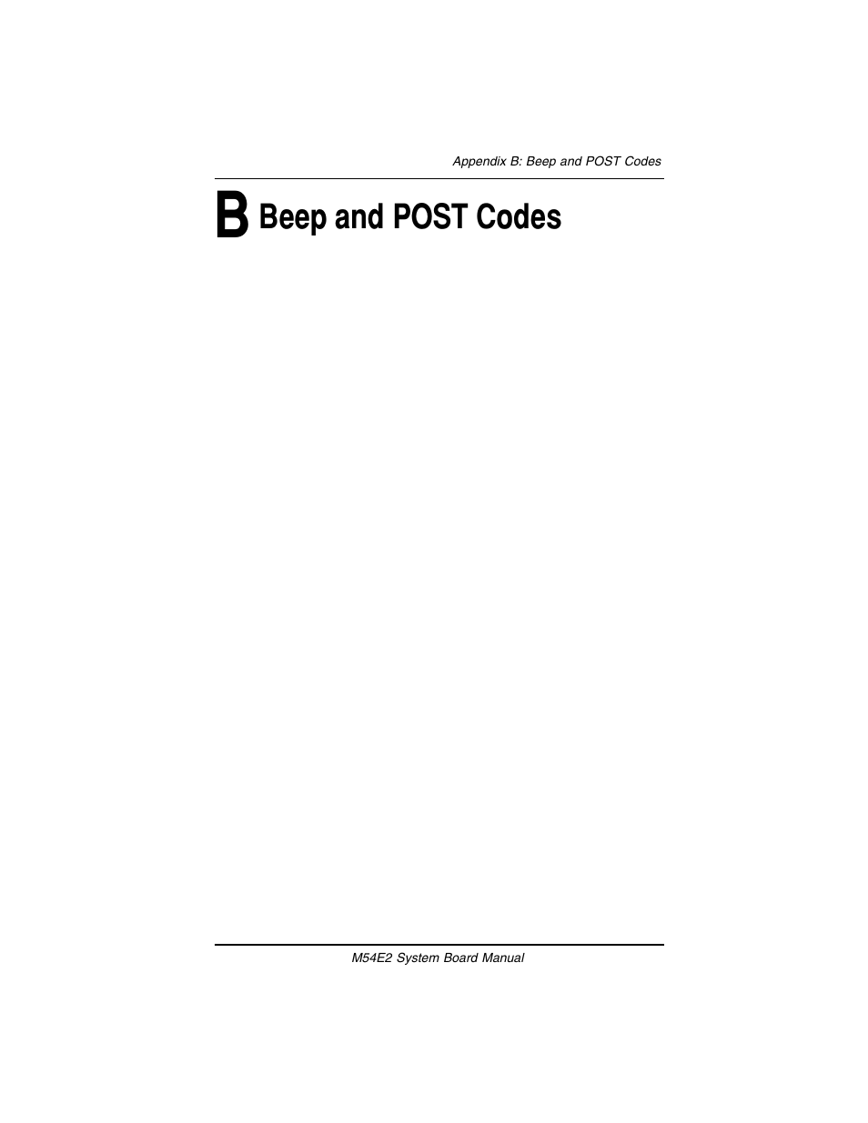 Appendix b: beep and post codes, Beep and post codes | Micronics M54E2 PCI/EISA User Manual | Page 54 / 79