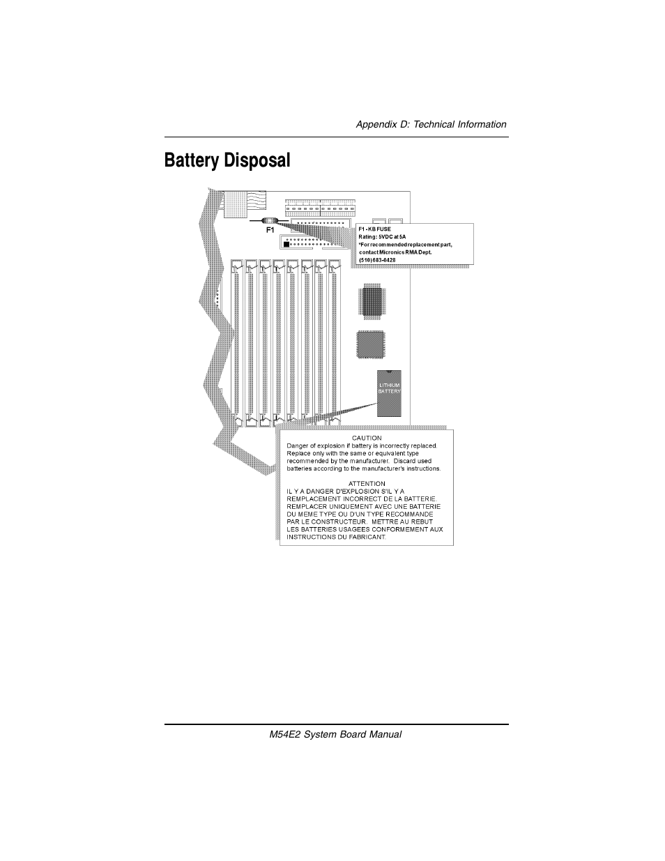 Battery disposal | Micronics M54E2 PCI/EISA User Manual | Page 62 / 79