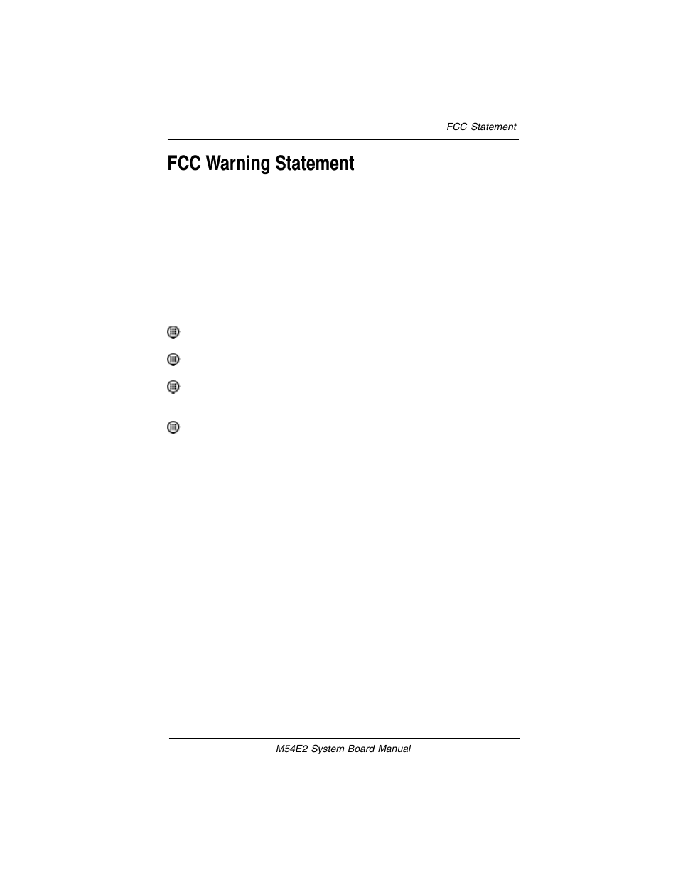 Fcc warning statement | Micronics M54E2 PCI/EISA User Manual | Page 68 / 79