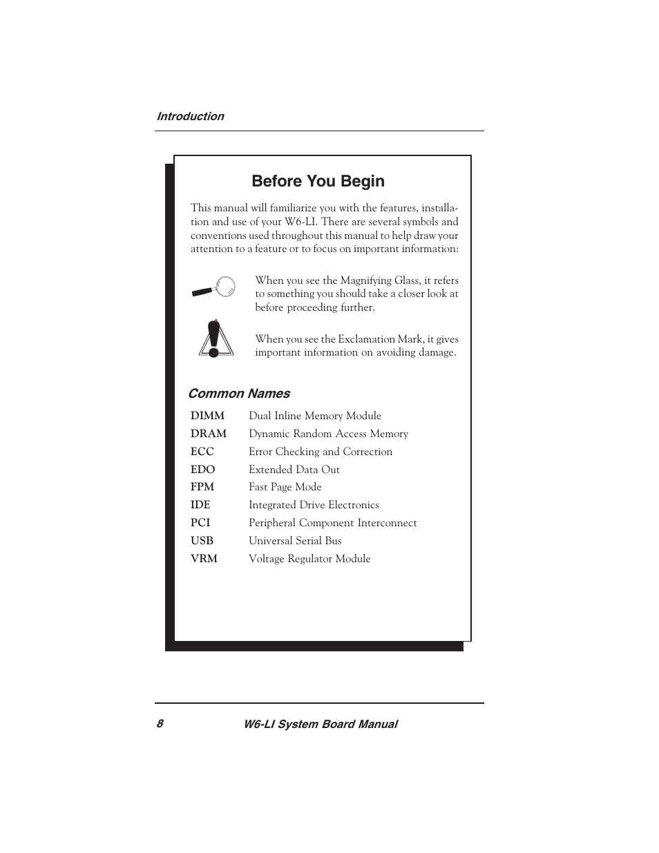 Before you begin | Micronics PENTIUM PRO W6-LI User Manual | Page 10 / 82