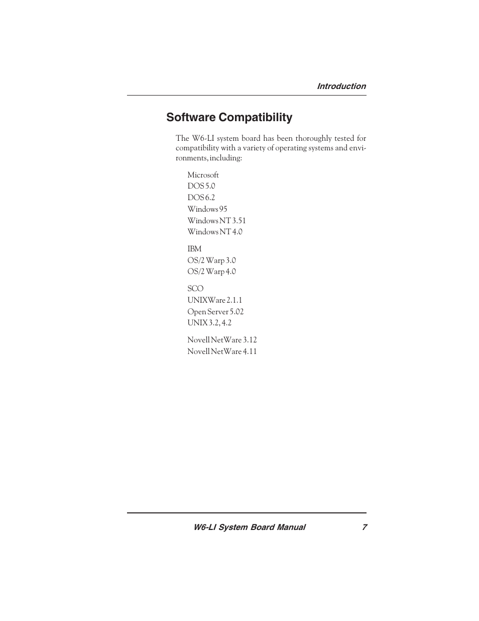 Software compatibility | Micronics PENTIUM PRO W6-LI User Manual | Page 9 / 82