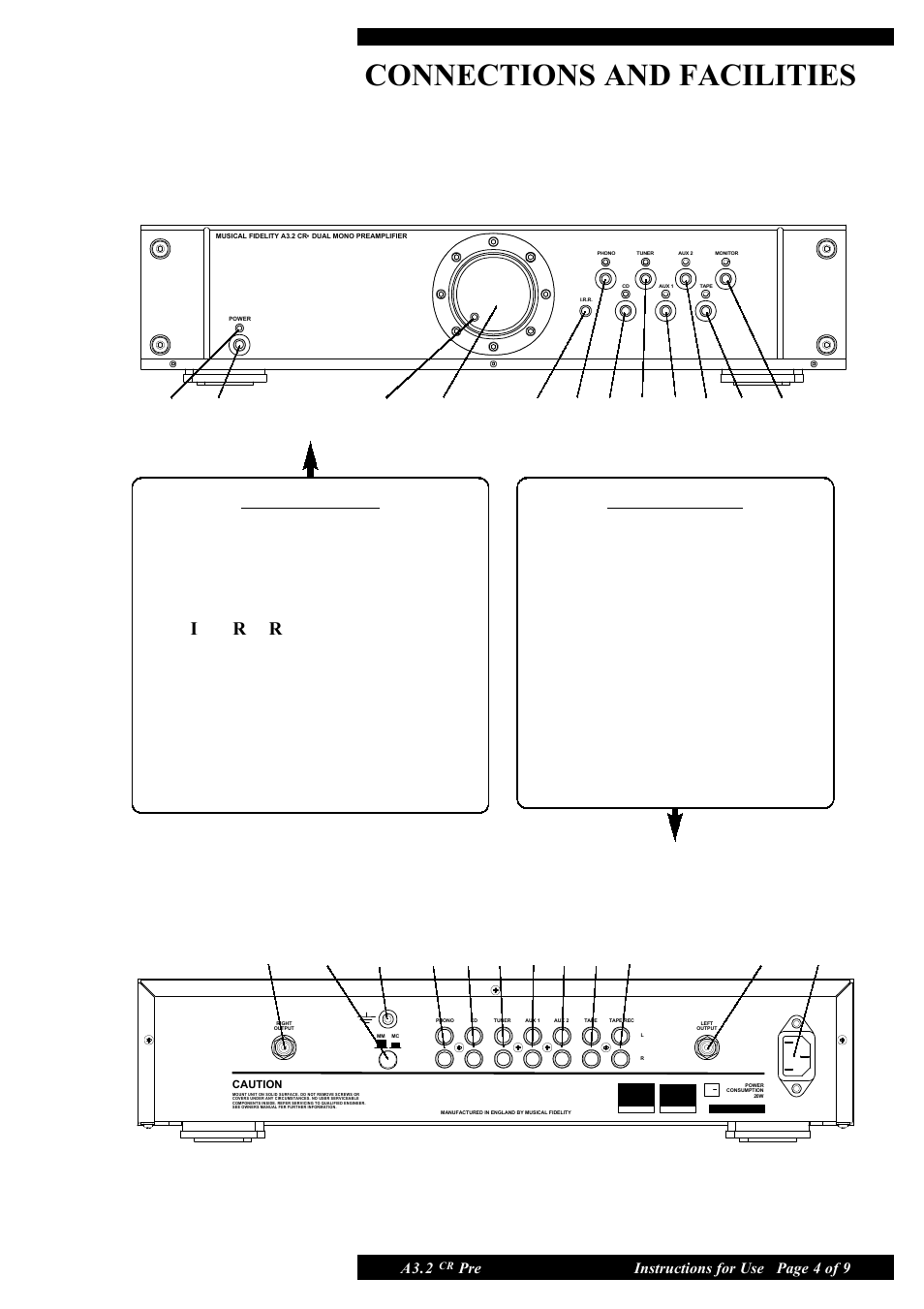 Connections and facilities | Musical Fidelity A3.2 CR User Manual | Page 4 / 9