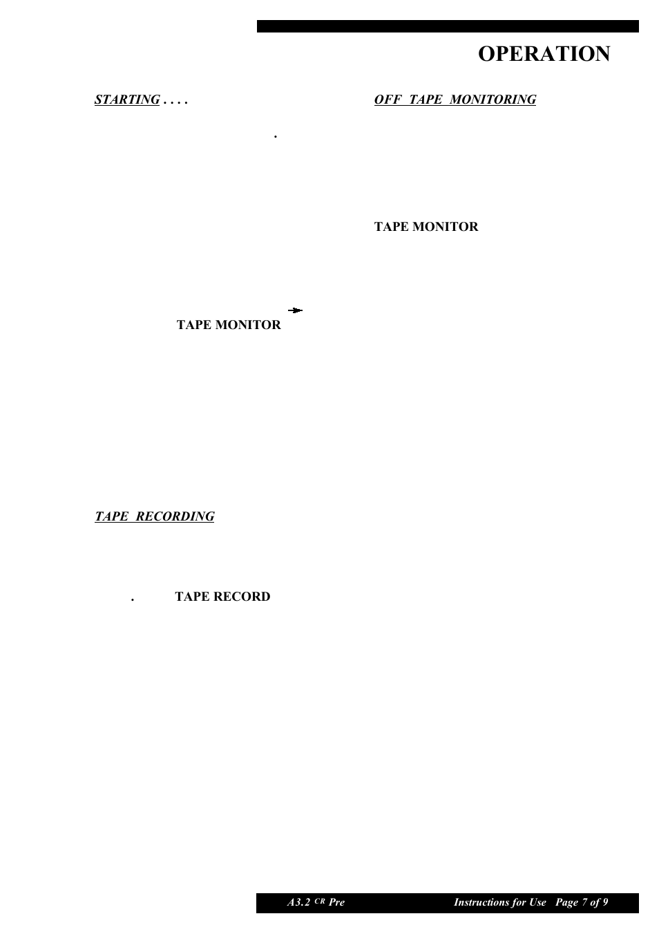 Operation | Musical Fidelity A3.2 CR User Manual | Page 7 / 9
