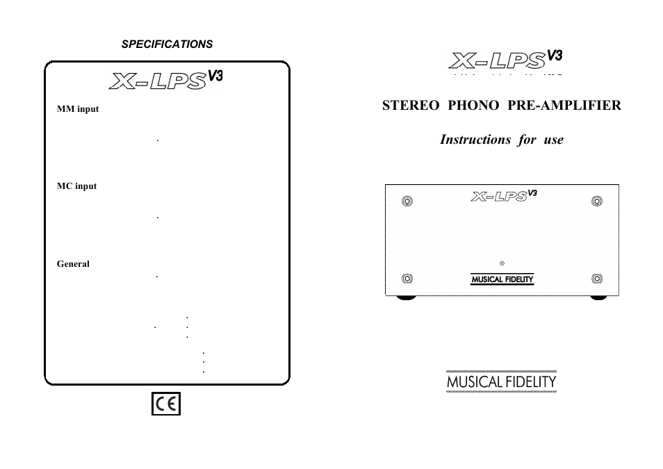 Musical Fidelity X-LPS V3 User Manual | 2 pages