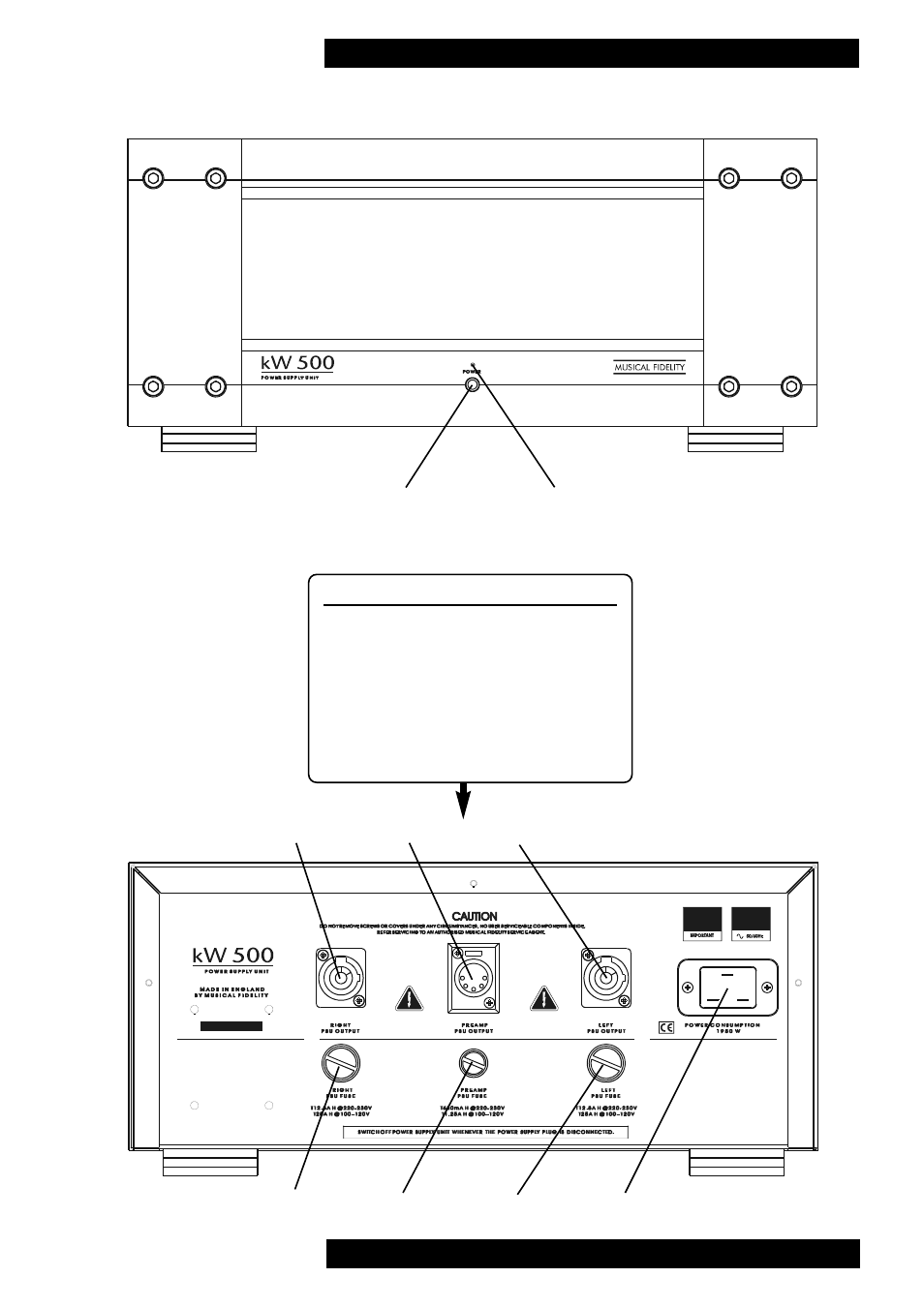 Connections, Facilities, Power supply | Musical Fidelity KW 500 User Manual | Page 5 / 10