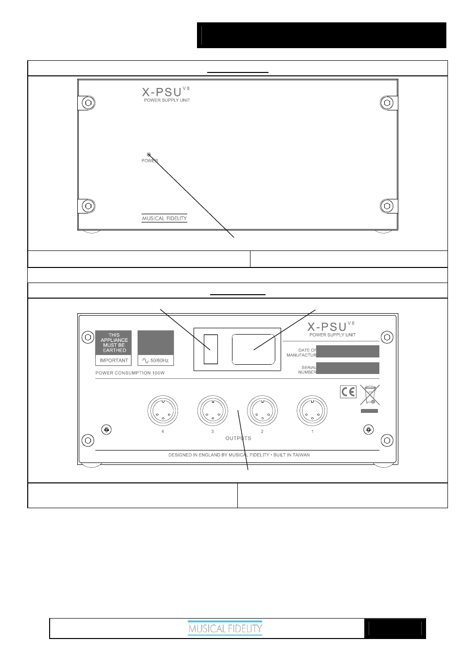 X-psu, Facilities and connection | Musical Fidelity X-PSUV8 X-V8 User Manual | Page 7 / 10