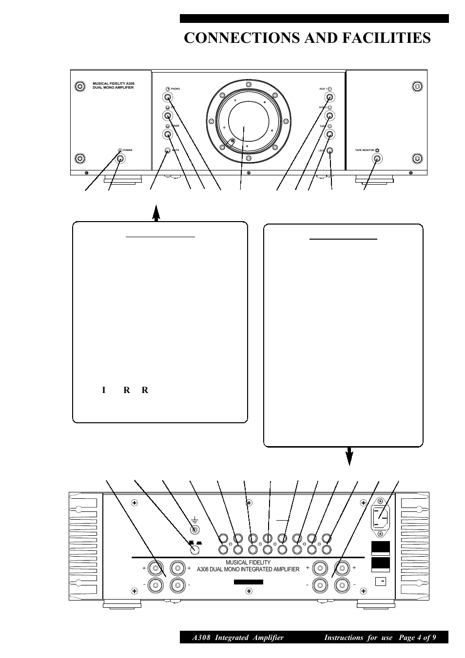 Connections and facilities | Musical Fidelity A308 User Manual | Page 4 / 9