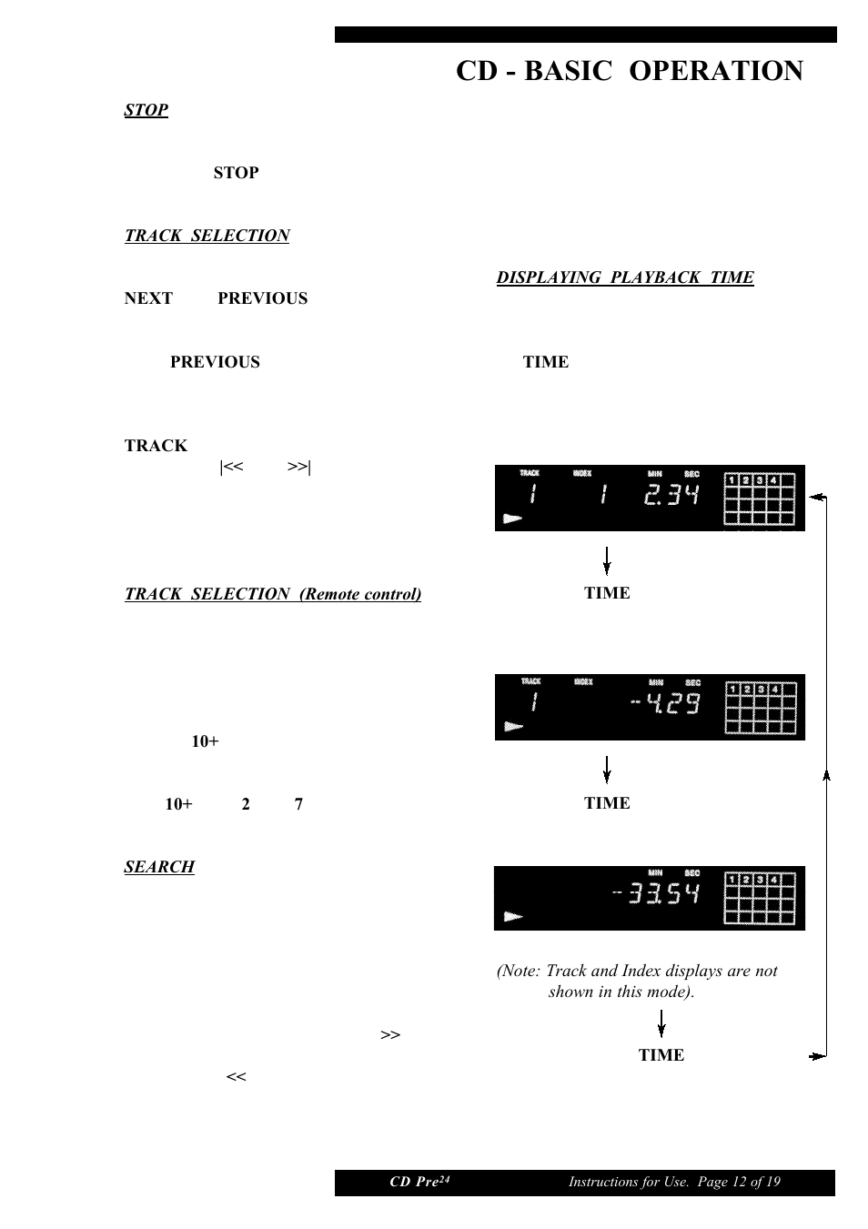 Cd - basic operation | Musical Fidelity CD Pre24 User Manual | Page 12 / 19