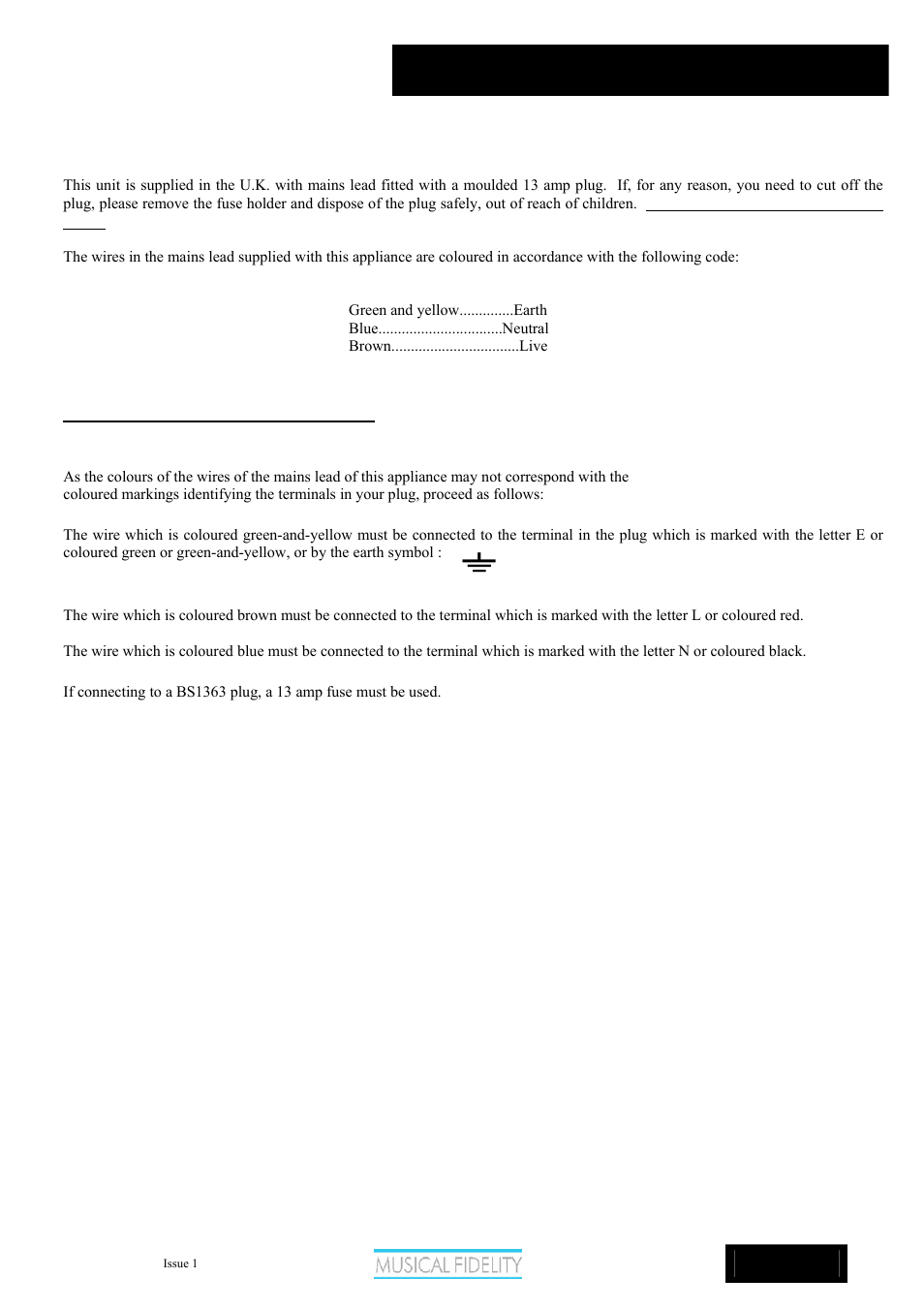 Ams50, Important, Safety information | U.k. only) | Musical Fidelity AMS50 User Manual | Page 3 / 12