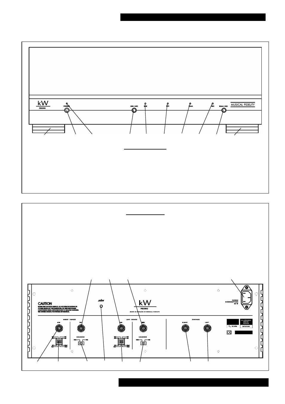 Connections, Facilities, Front panel | Rear panel | Musical Fidelity kW 750 User Manual | Page 4 / 7