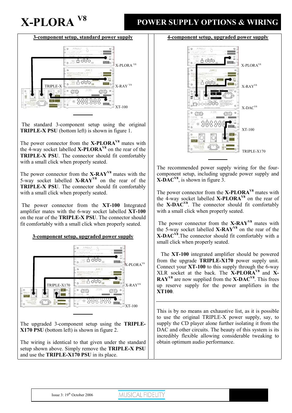 X-plora, Power supply options & wiring | Musical Fidelity X-PLORA X-V8 User Manual | Page 6 / 14