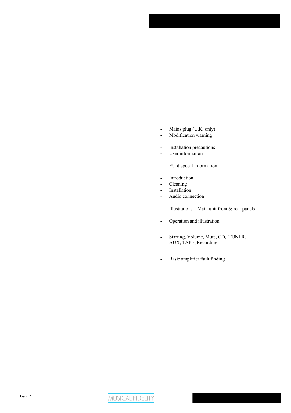 Musical Fidelity AMS35I User Manual | Page 2 / 12