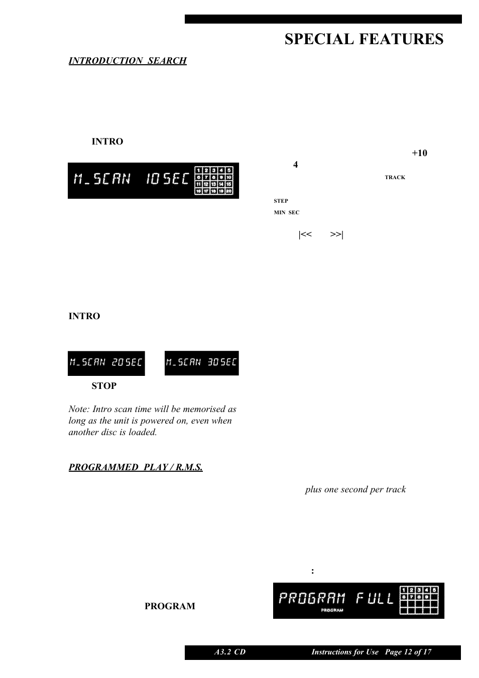 Special features | Musical Fidelity A3.2 CD User Manual | Page 12 / 17