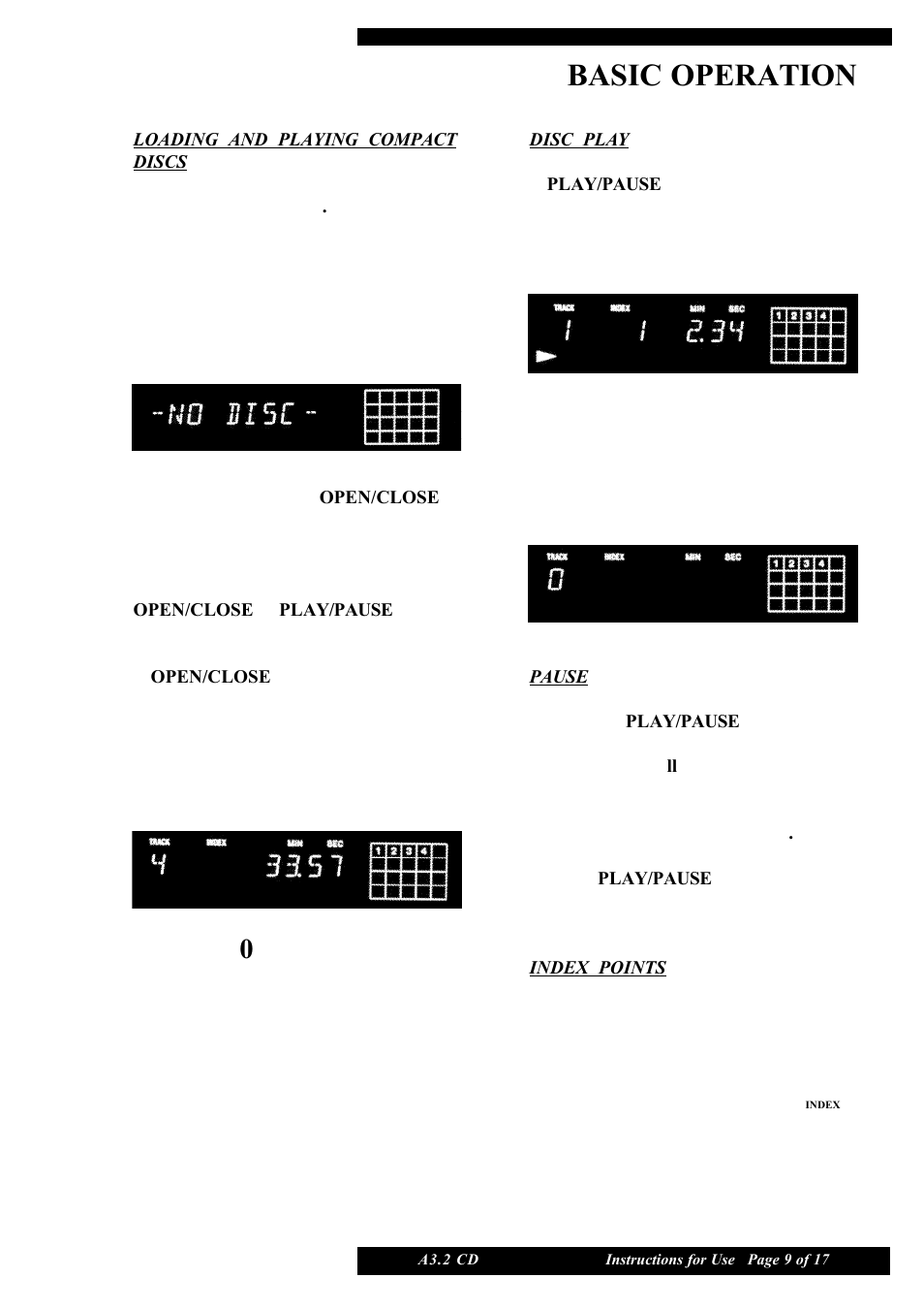 Basic operation | Musical Fidelity A3.2 CD User Manual | Page 9 / 17