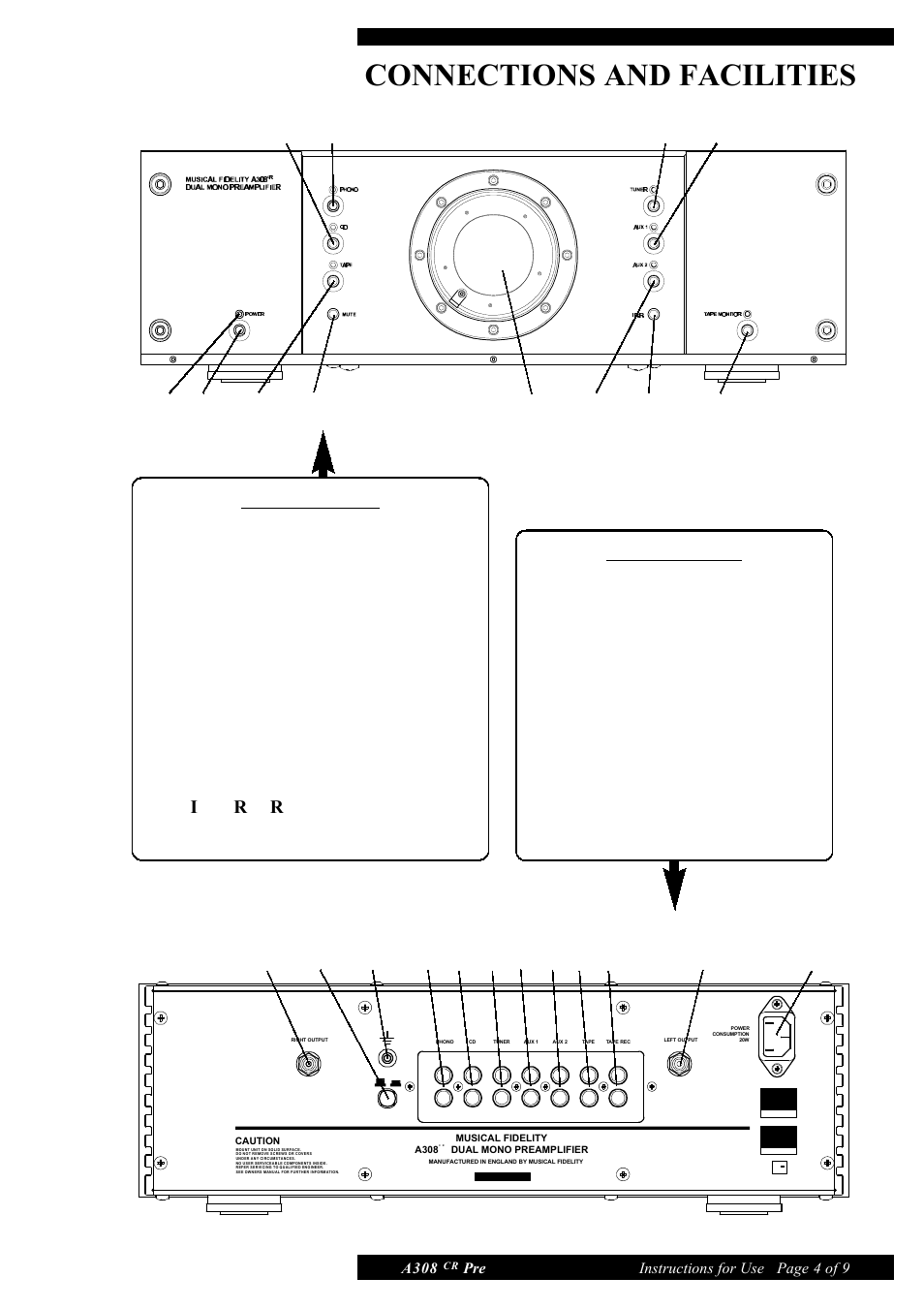 Connections and facilities | Musical Fidelity A308 CR User Manual | Page 4 / 9