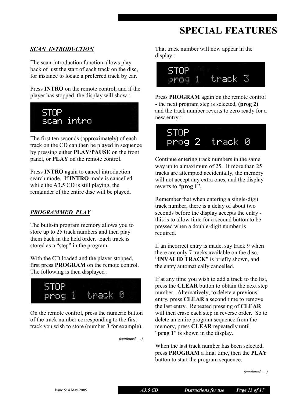 Special, Features | Musical Fidelity A3.5 User Manual | Page 13 / 17