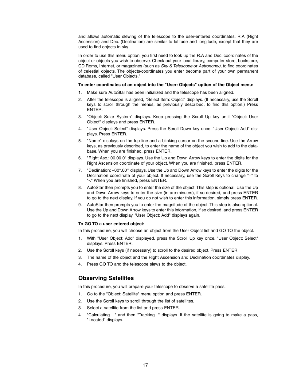 Observing satellites | Meade Instruments DS-2102AT-TC User Manual | Page 17 / 20