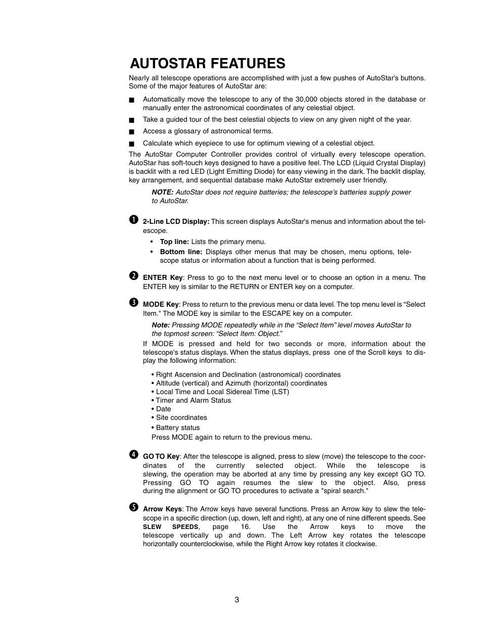Autostar features | Meade Instruments DS-2102AT-TC User Manual | Page 3 / 20