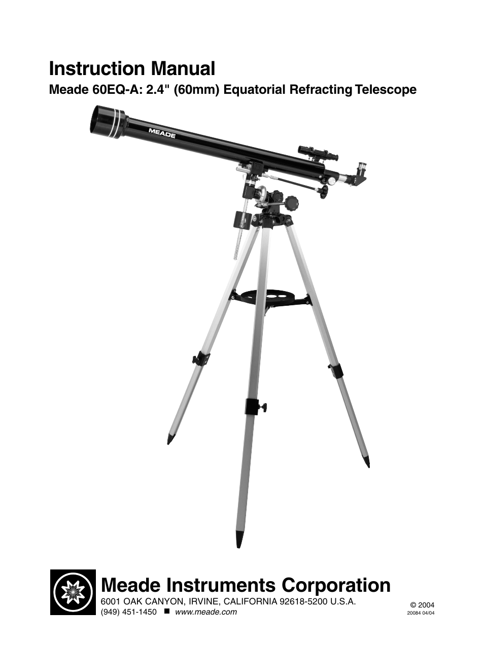 Meade Instruments 60EQ-A User Manual | 12 pages