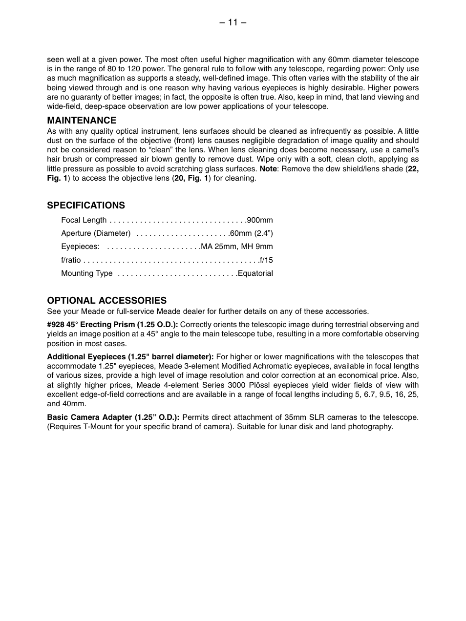 Meade Instruments 60EQ-A User Manual | Page 11 / 12