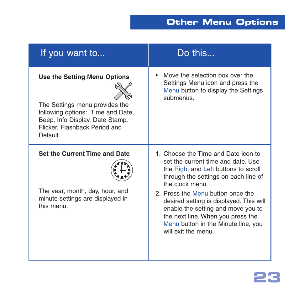 If you want to... do this | Meade Instruments CV-5 User Manual | Page 23 / 32
