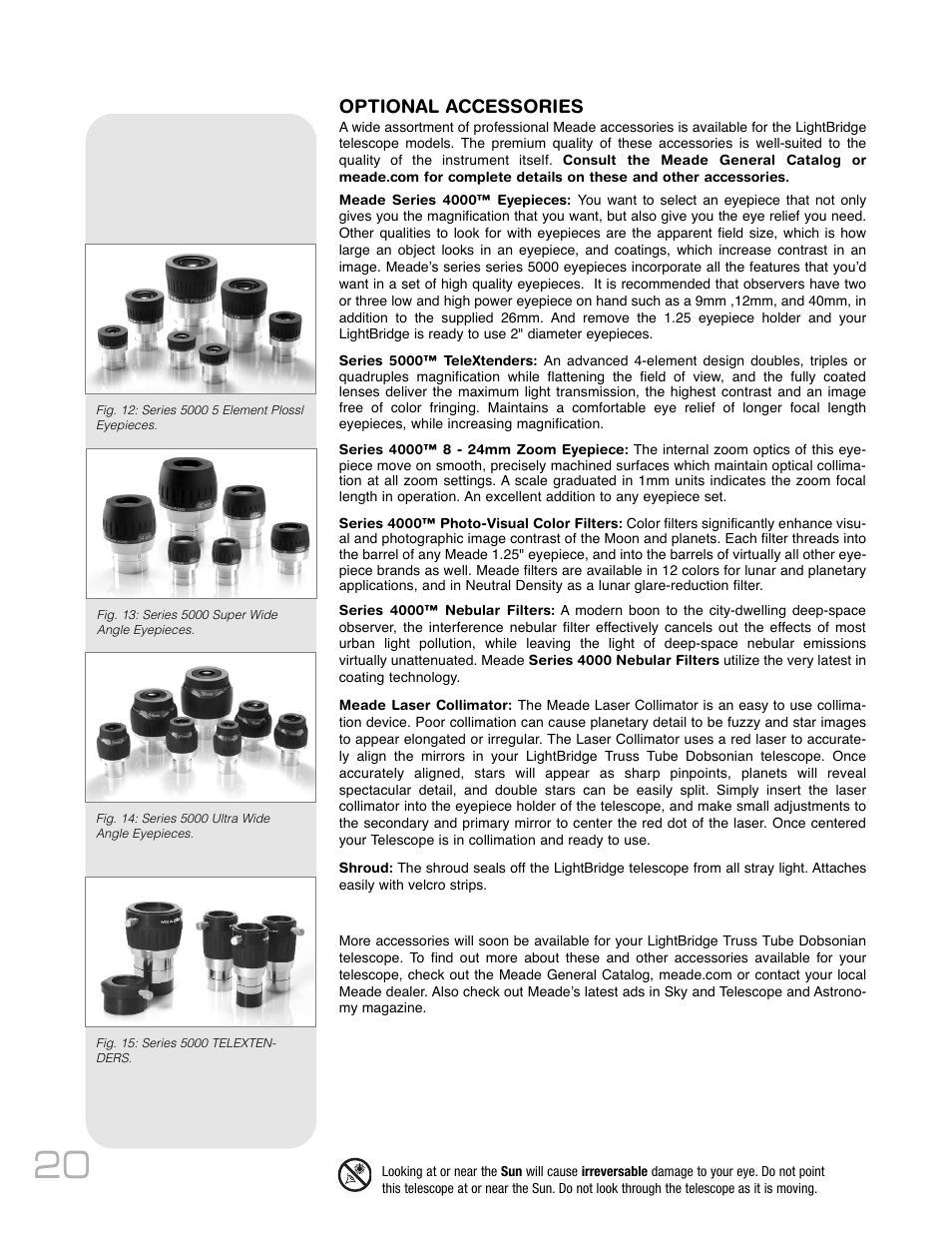 Optional accessories | Meade Instruments LightBridge Truss Tube User Manual | Page 20 / 24