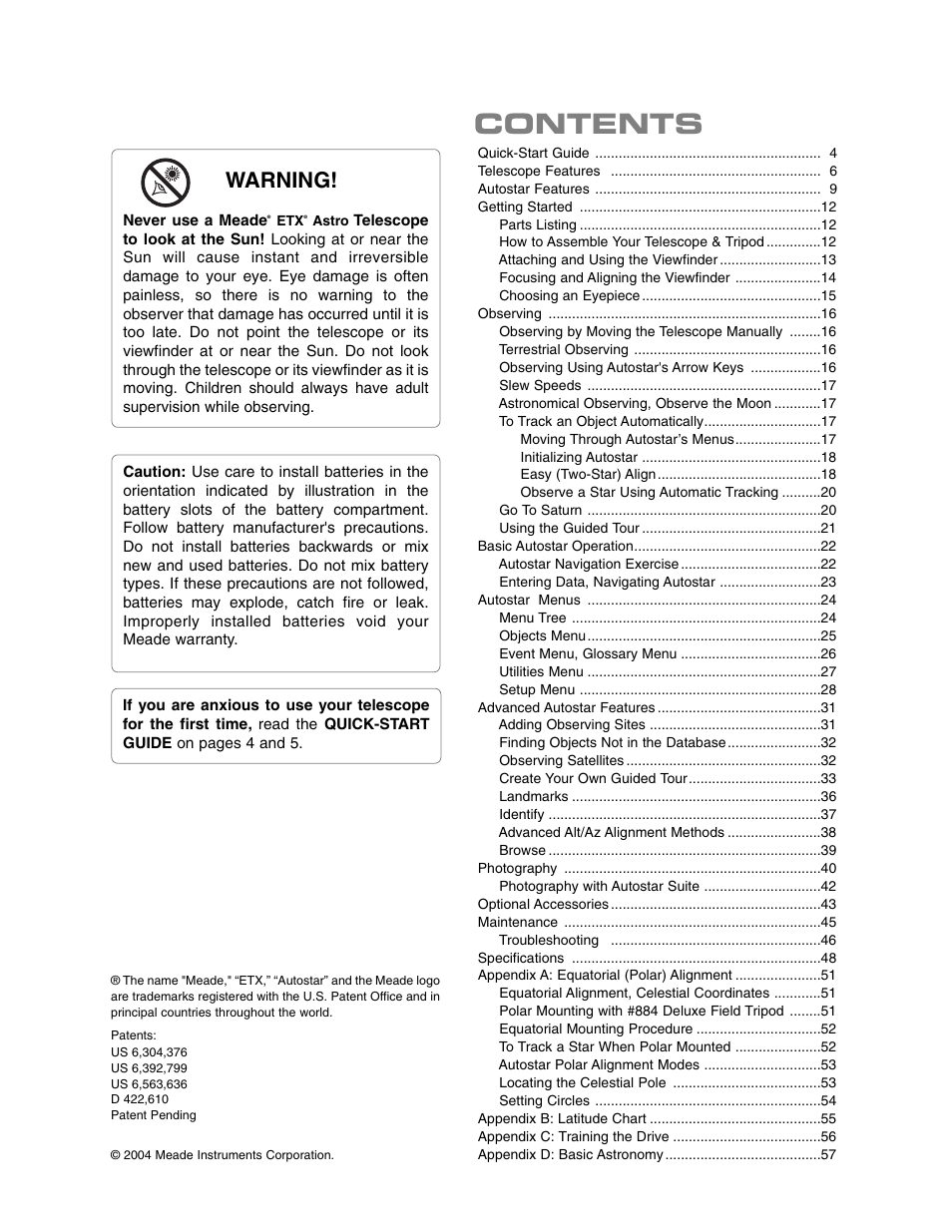 Meade Instruments ETX 90AT User Manual | Page 3 / 60