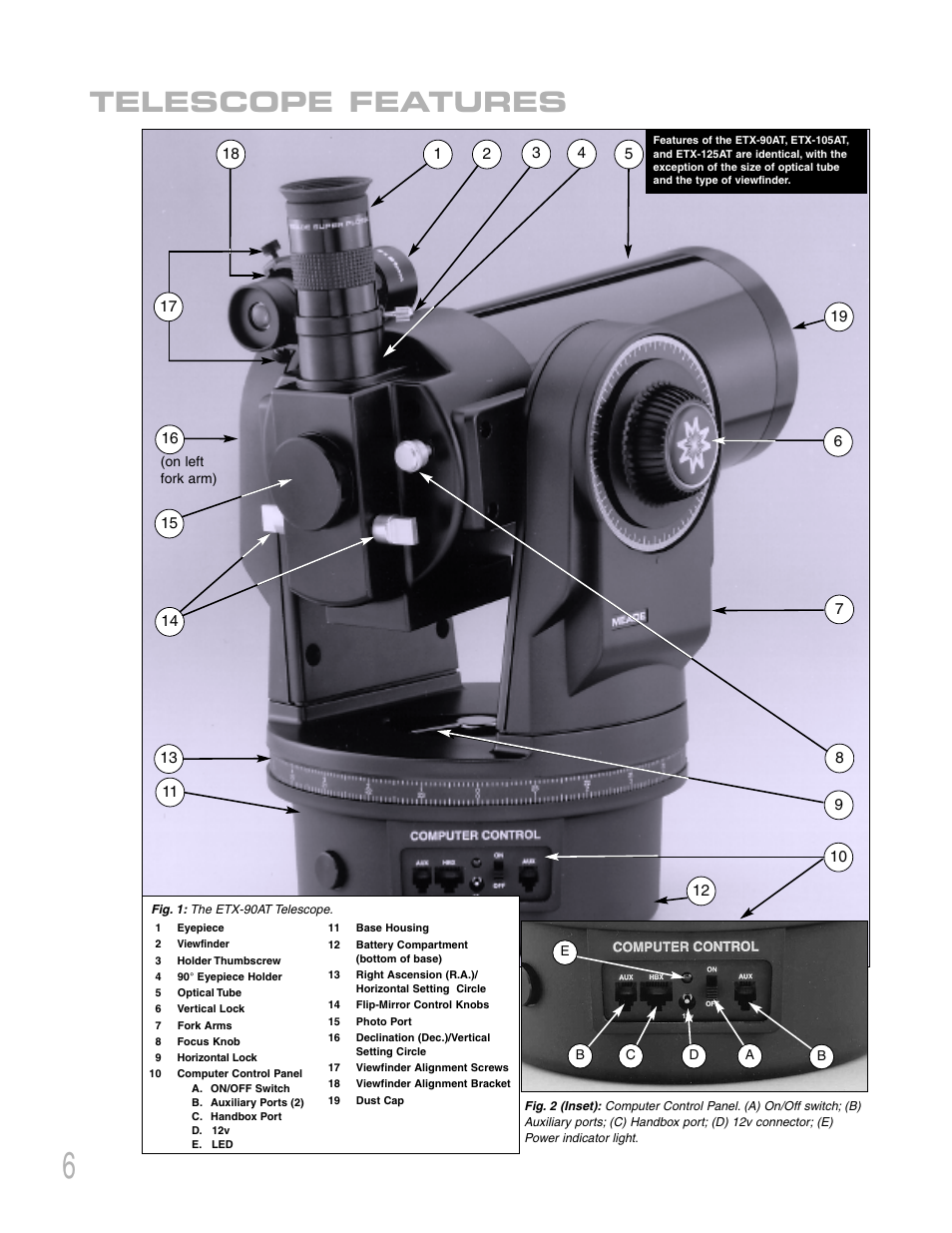 Telescope features | Meade Instruments ETX 90AT User Manual | Page 6 / 60