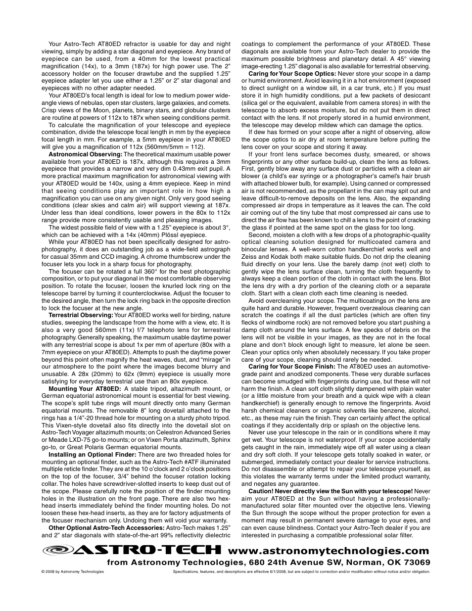 At80ed_2.eps, Astro-tech | Meade Instruments Astro-Tech AT80ED User Manual | Page 2 / 2