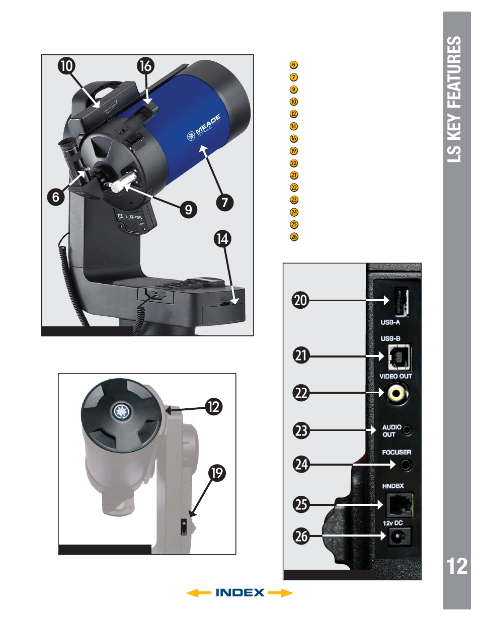 Ls key fea tures | Meade Instruments 6" LS-6 ACF User Manual | Page 12 / 47