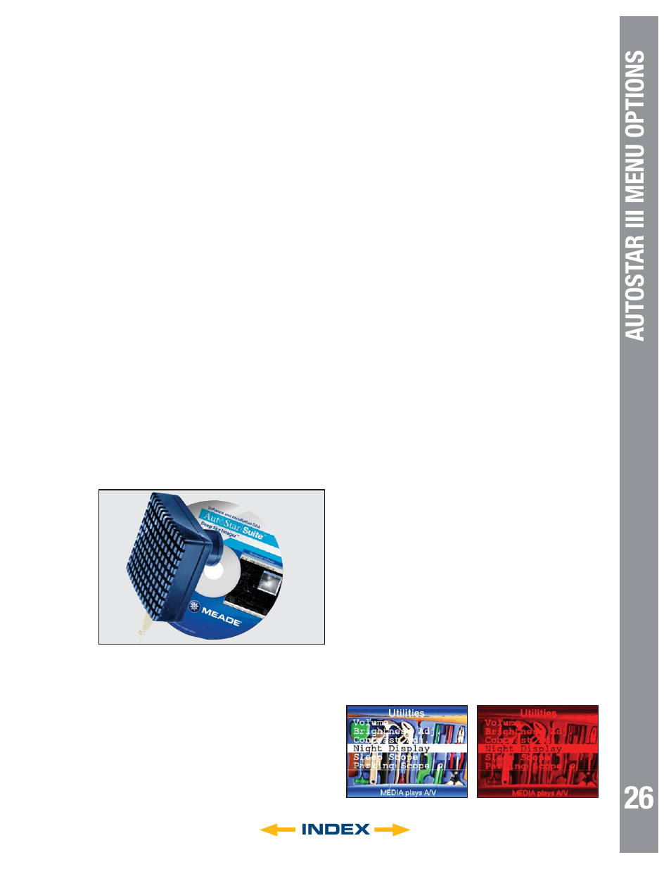 Autost ar iii menu options, Index | Meade Instruments 6" LS-6 ACF User Manual | Page 26 / 47