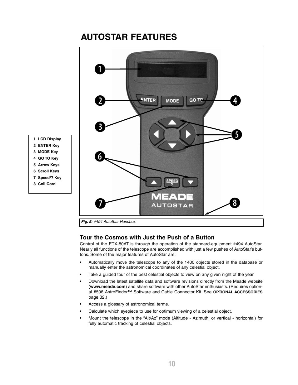 Autostar features | Meade Instruments ETX-80AT-TC User Manual | Page 10 / 44
