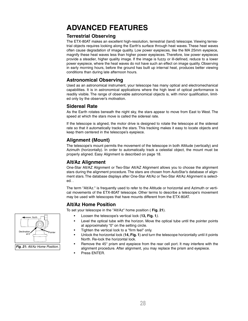 Advanced features | Meade Instruments ETX-80AT-TC User Manual | Page 28 / 44