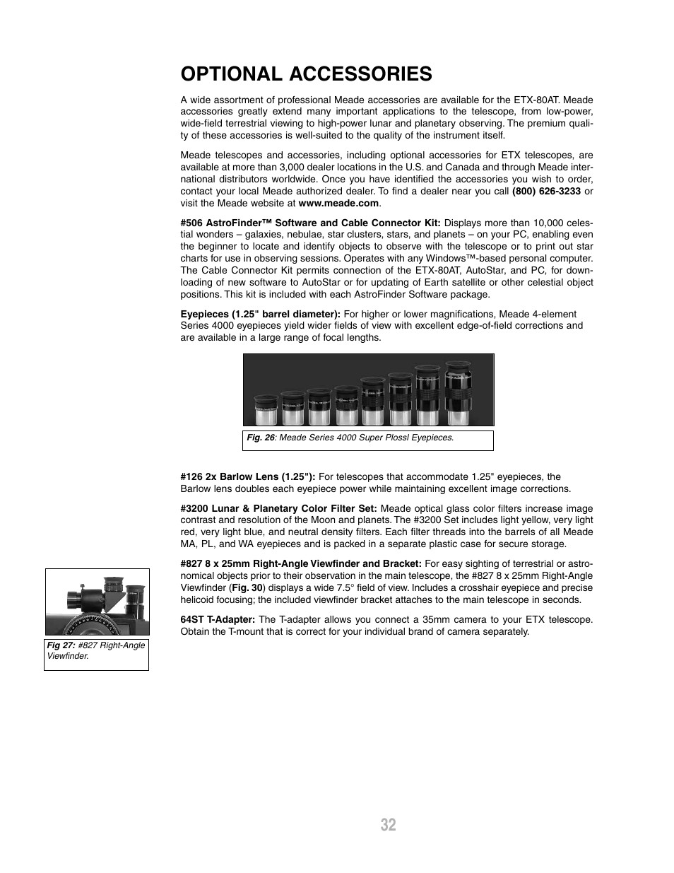 Optional accessories | Meade Instruments ETX-80AT-TC User Manual | Page 32 / 44