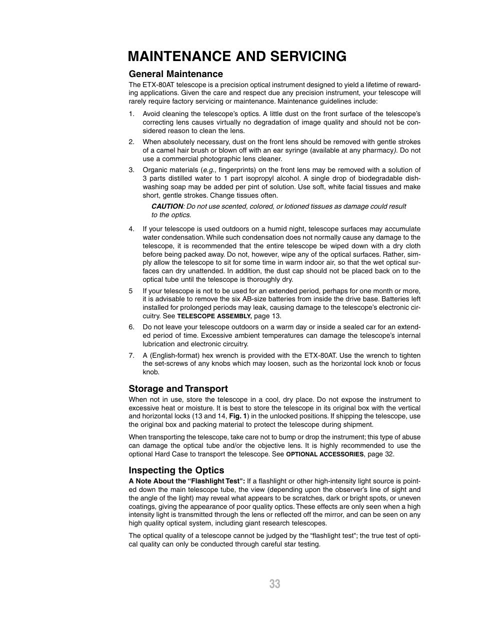 Maintenance and servicing | Meade Instruments ETX-80AT-TC User Manual | Page 33 / 44