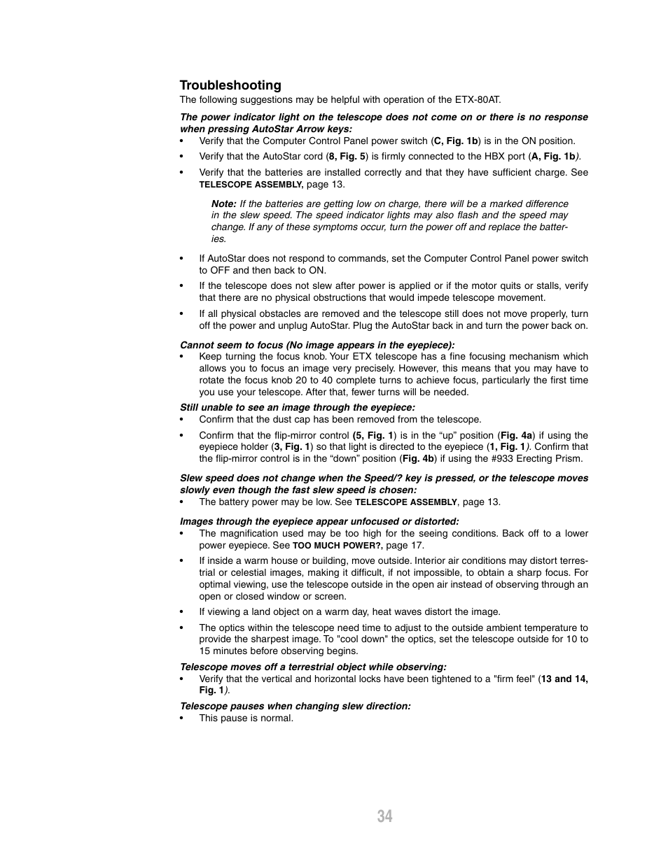 Troubleshooting | Meade Instruments ETX-80AT-TC User Manual | Page 34 / 44