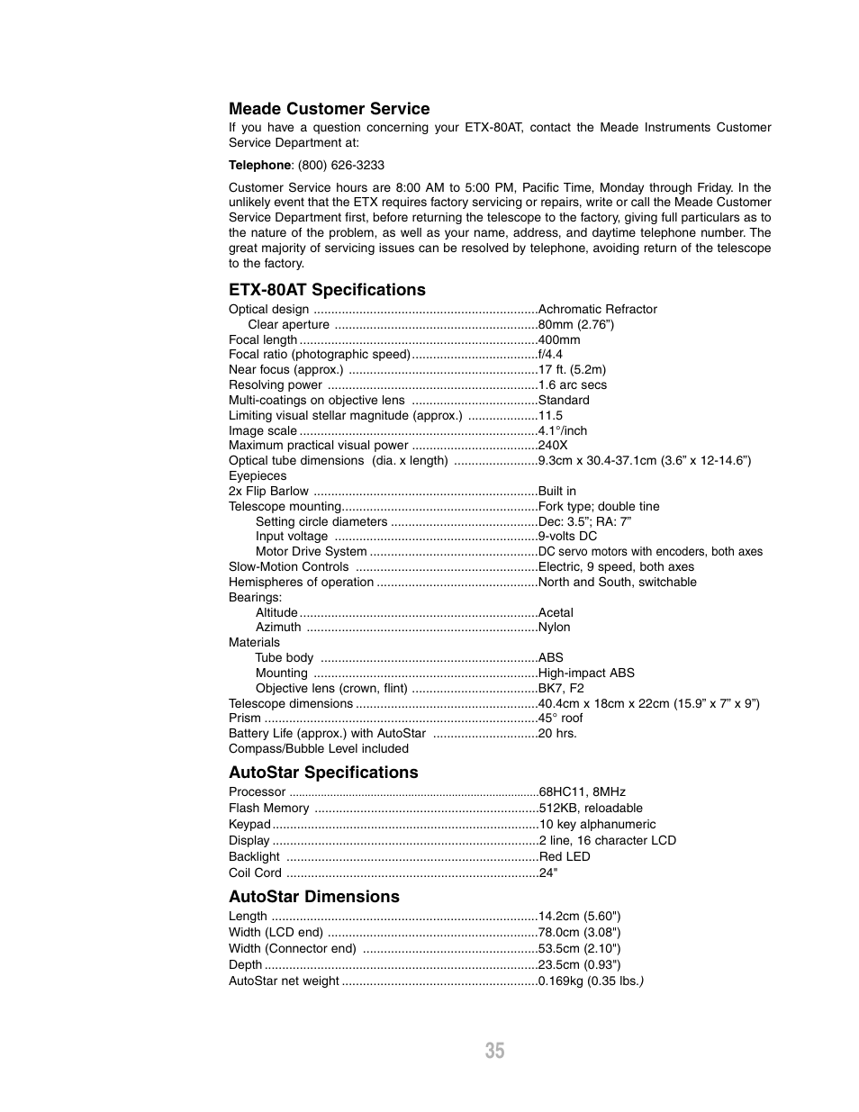 Meade Instruments ETX-80AT-TC User Manual | Page 35 / 44