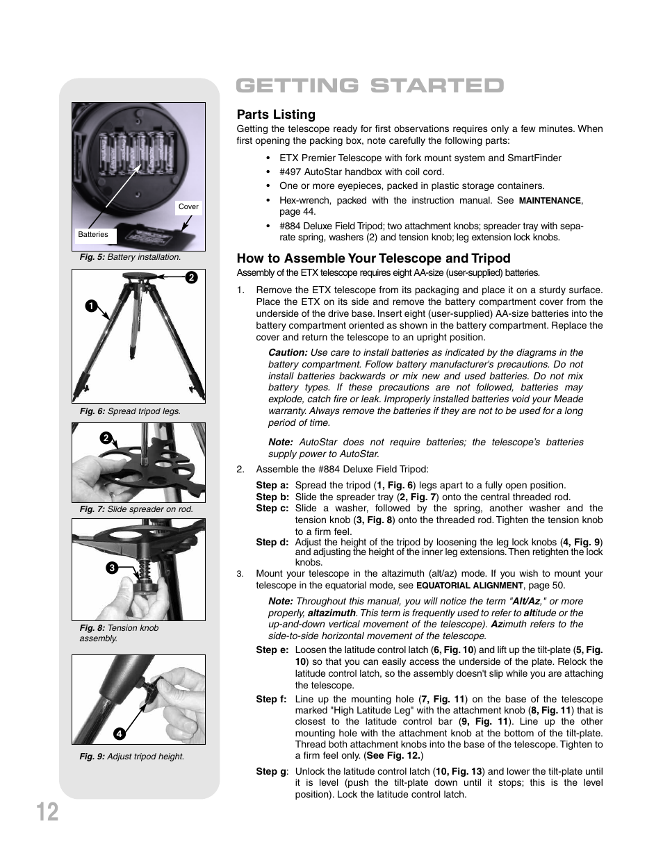 Getting started | Meade Instruments ETX-90PE User Manual | Page 12 / 60