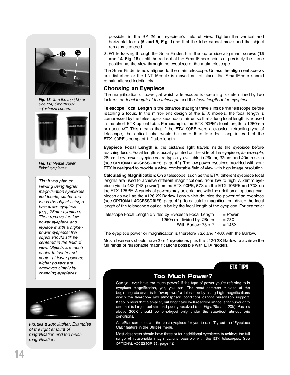 Etx tips, Choosing an eyepiece | Meade Instruments ETX-90PE User Manual | Page 14 / 60