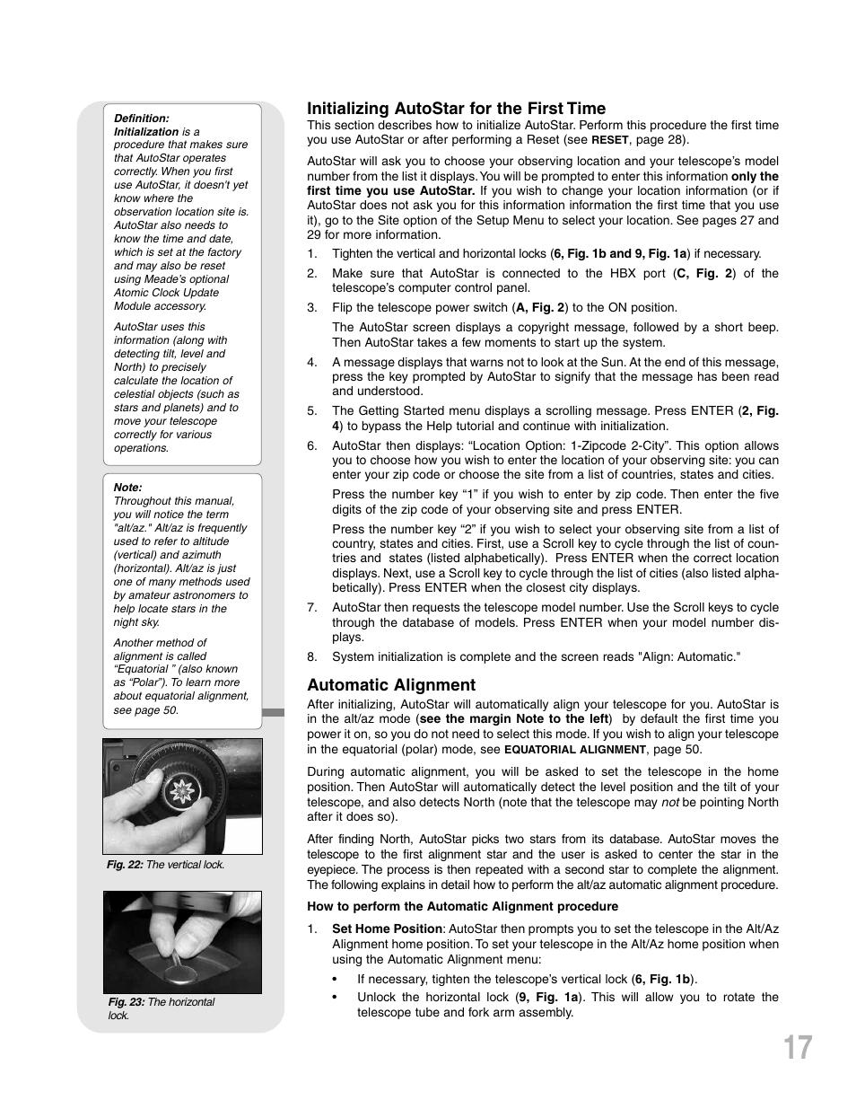 Initializing autostar for the first time, Automatic alignment | Meade Instruments ETX-90PE User Manual | Page 17 / 60