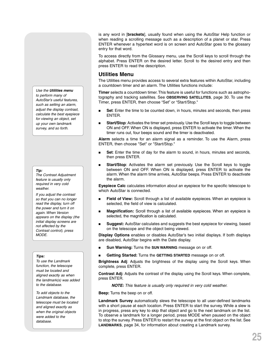 Utilities menu | Meade Instruments ETX-90PE User Manual | Page 25 / 60