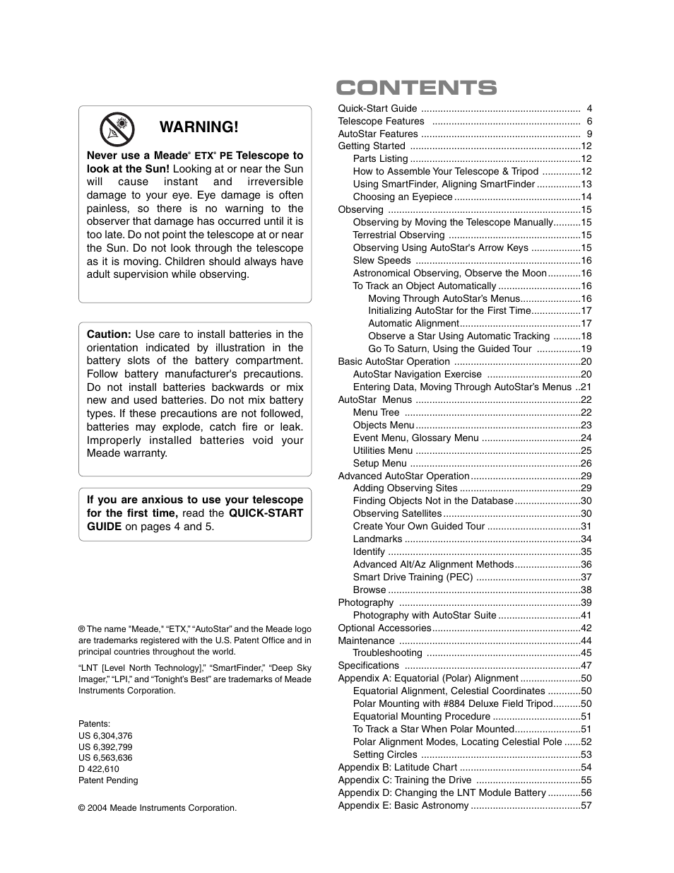 Meade Instruments ETX-90PE User Manual | Page 3 / 60