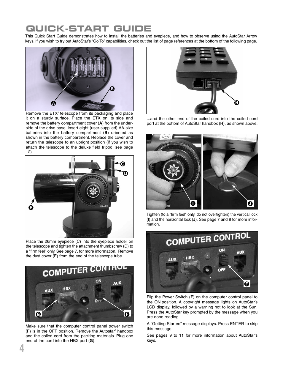 Quick-start guide | Meade Instruments ETX-90PE User Manual | Page 4 / 60