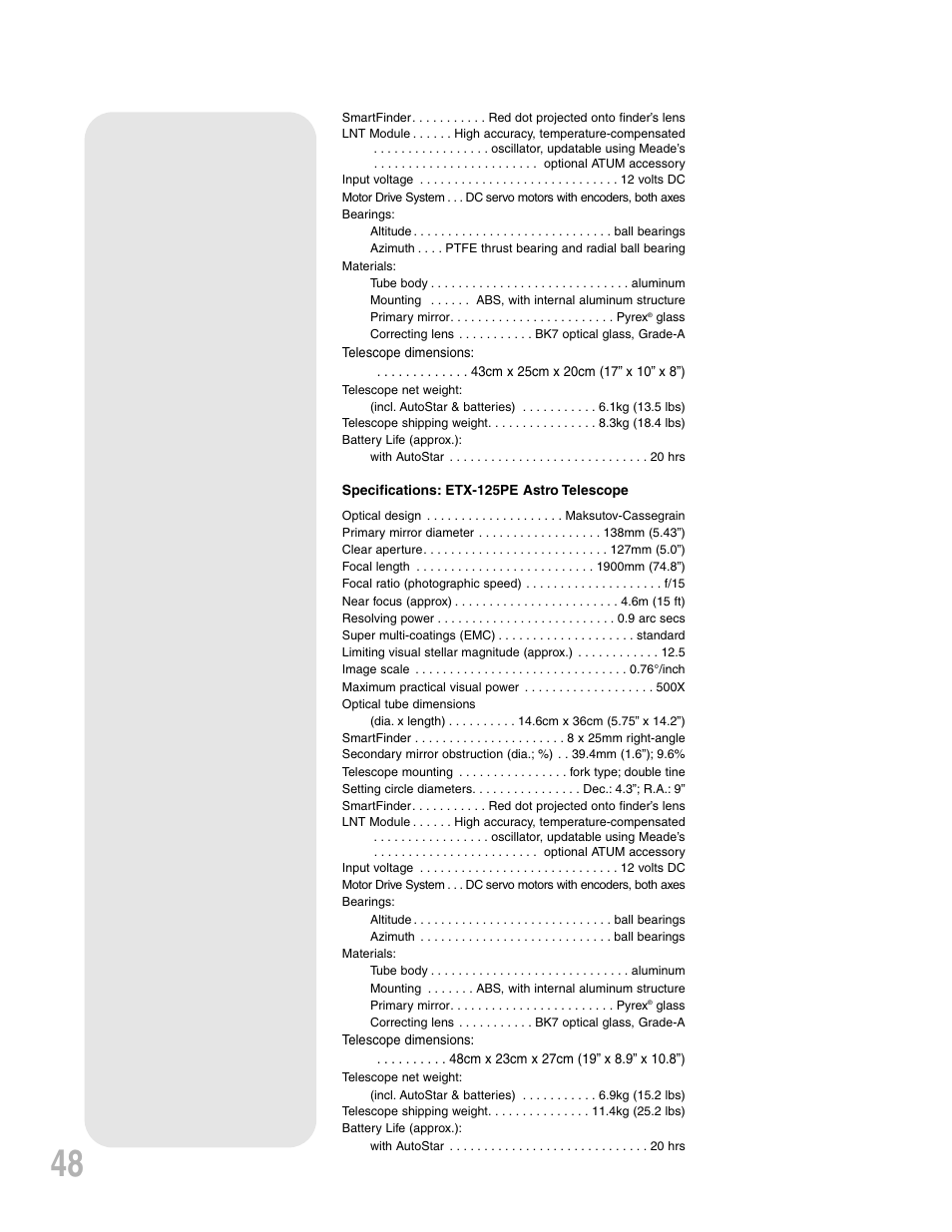 Meade Instruments ETX-90PE User Manual | Page 48 / 60