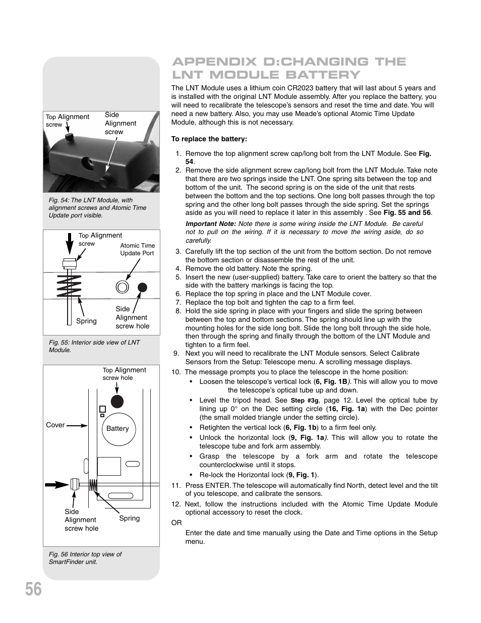Appendix d:changing the lnt module battery | Meade Instruments ETX-90PE User Manual | Page 56 / 60