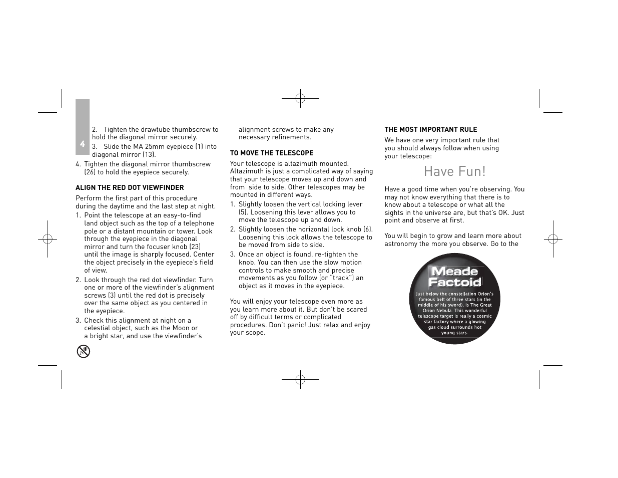 Have fun | Meade Instruments RB-60 User Manual | Page 6 / 24