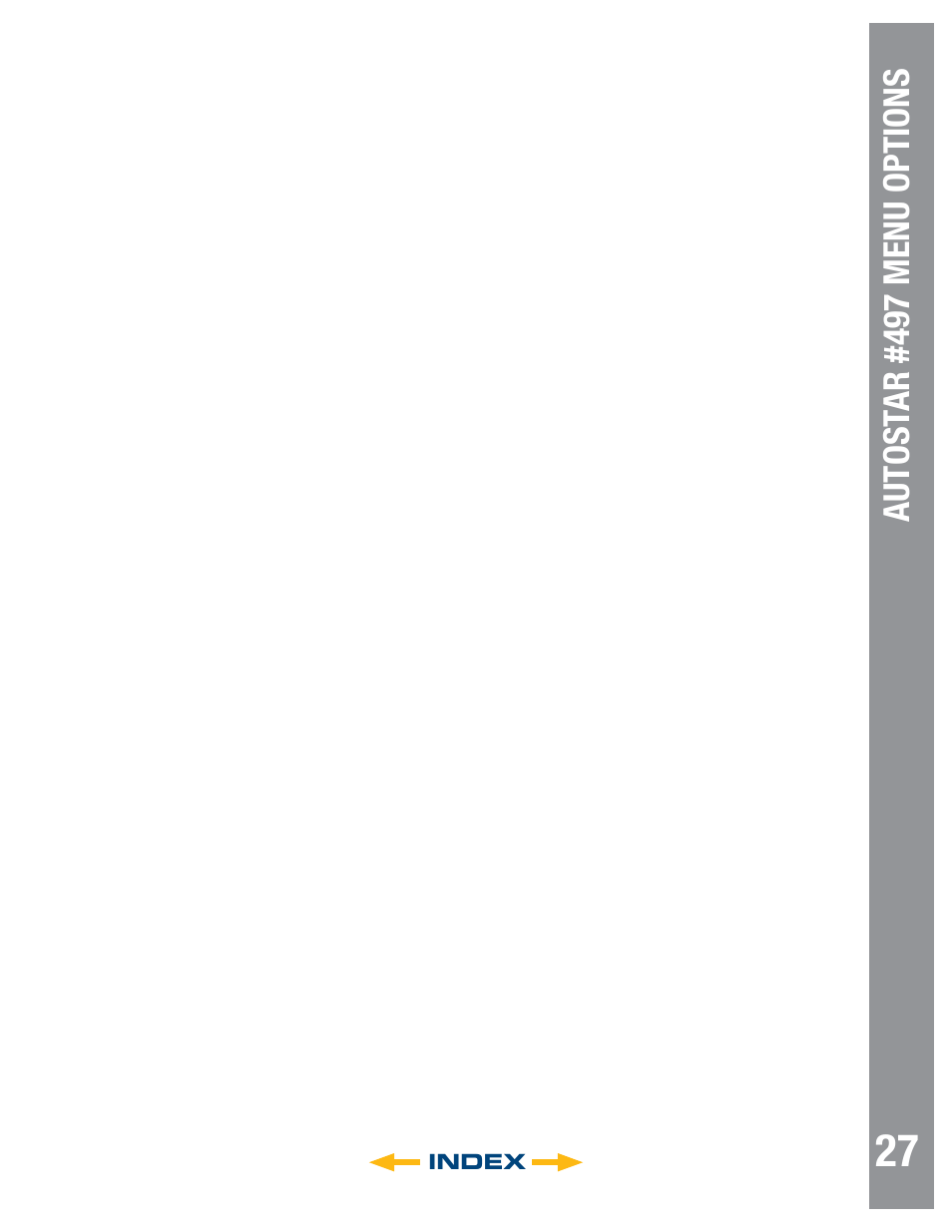 Autostar #497 handbo x, Autost ar #497 menu options, Index | Meade Instruments LT SC Series User Manual | Page 27 / 52