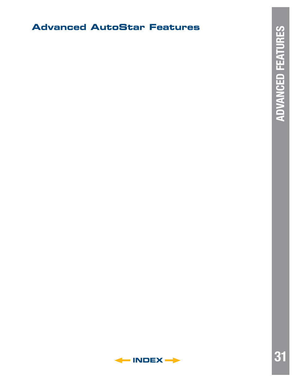 Adv anced fea tures, Advanced autostar features, Index | Meade Instruments LT SC Series User Manual | Page 31 / 52