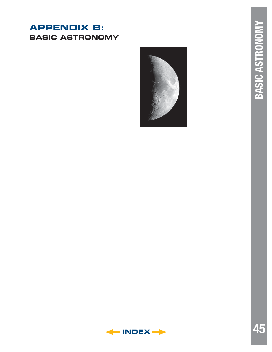 Autostar #497 handbo x, Appendix b, Index | Basic astronomy | Meade Instruments LT SC Series User Manual | Page 45 / 52