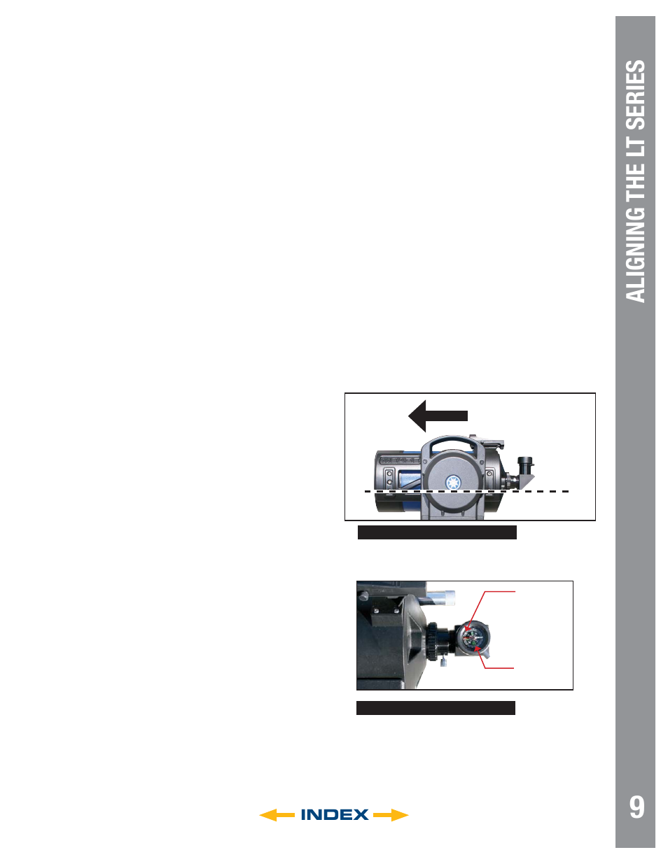 Autostar #497 handbo x, Aligning the lt series, Index | Meade Instruments LT SC Series User Manual | Page 9 / 52